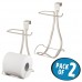 mDesign Over The Tank Toilet Tissue Paper Roll Holder and Dispenser for Bathroom Storage � Hanging  Holds one Extra Roll - Pack of 2  Durable Metal Wire in Satin Finish - B079P5WNGS